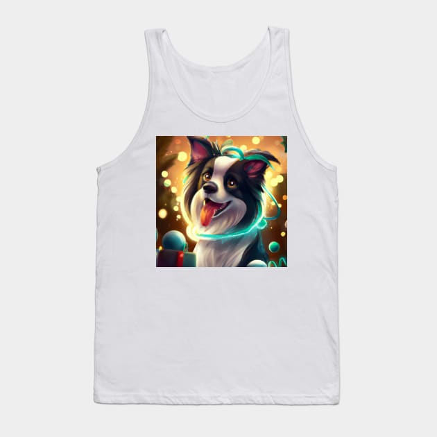 Cute Border Collie Drawing Tank Top by Play Zoo